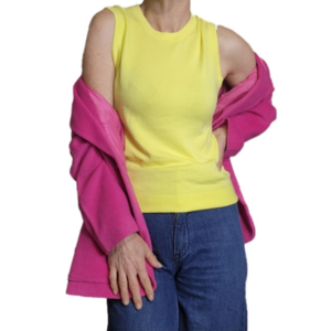 Size S-M Knit Tank Neon color Crew neck Semi-fitted Viscose blend ZARA